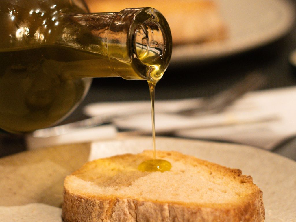 olive oil on bread