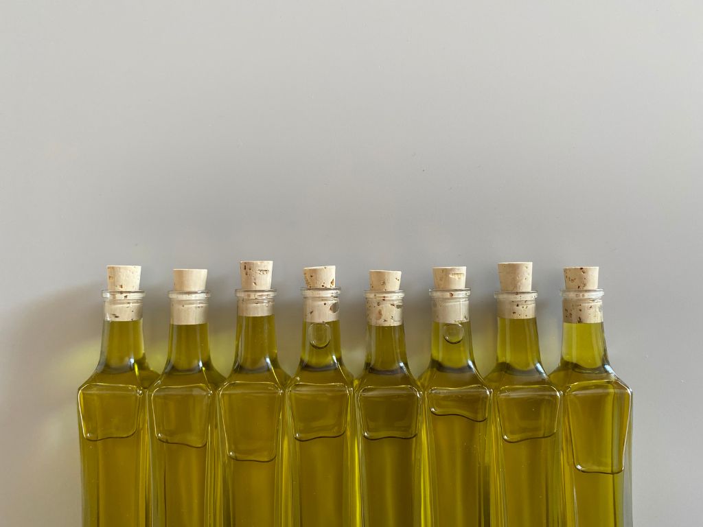 set of bottled olive oils